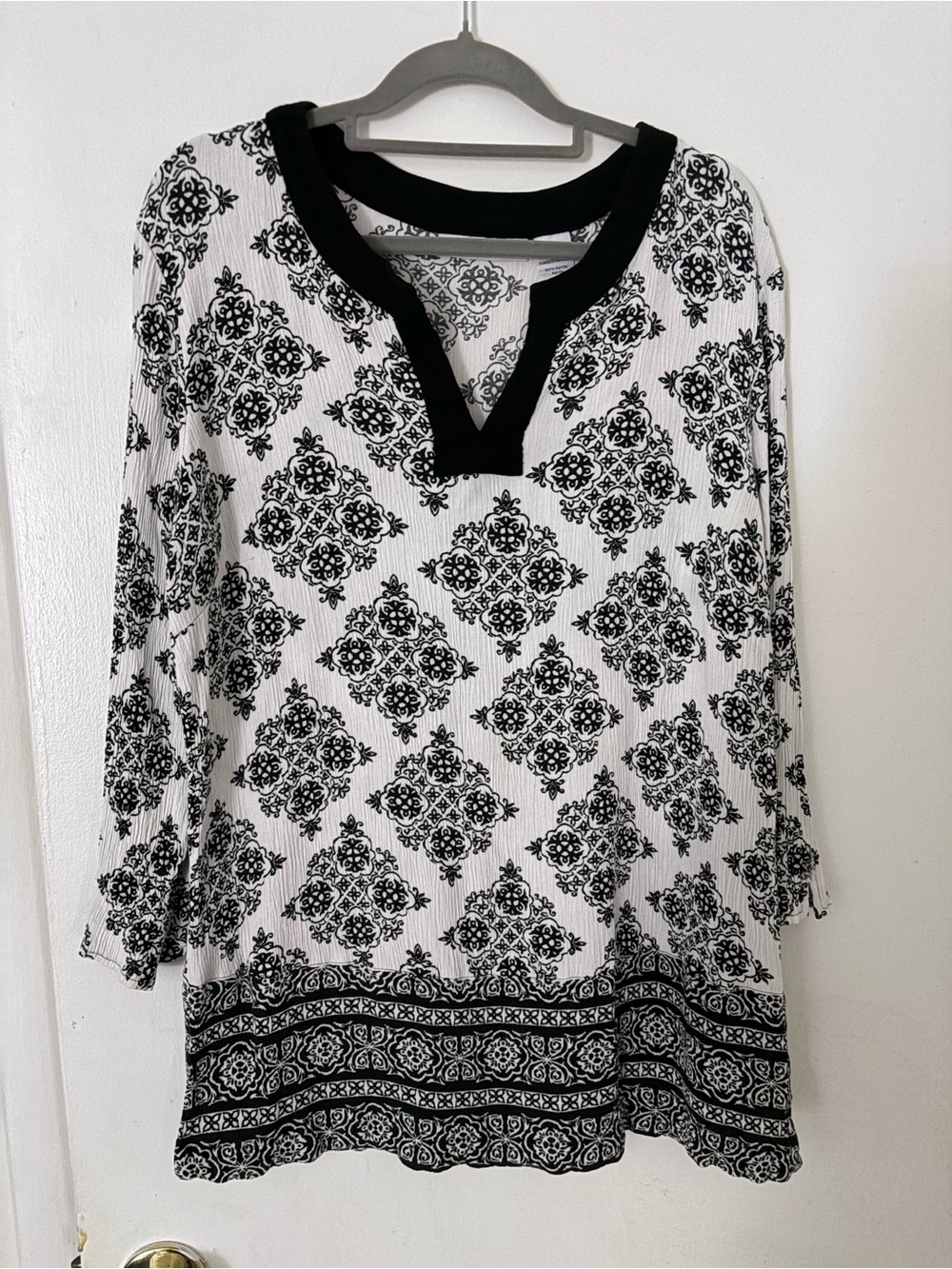 Sag Harbor Black and White Printed Blouse
